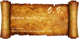 Ondra Ibrány névjegykártya